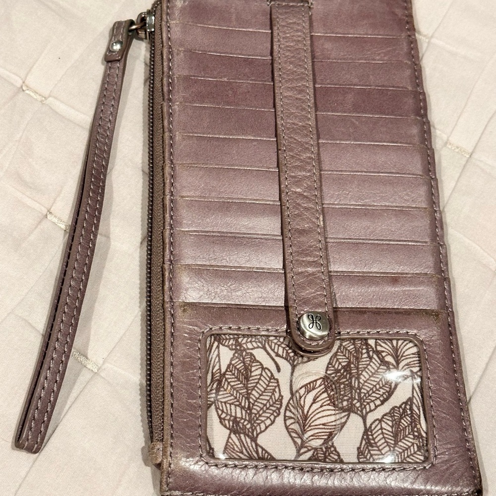 HOBO - dark grey genuine leather card wallet wristlet - very aesthetic!